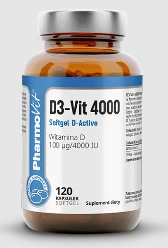 30068WITAMINA D3-VIT 100 µg (4000 j.m) BEZGLUTENOWA 120 KAPSUŁEK - PHARMOVIT (CLEAN LABEL)-1