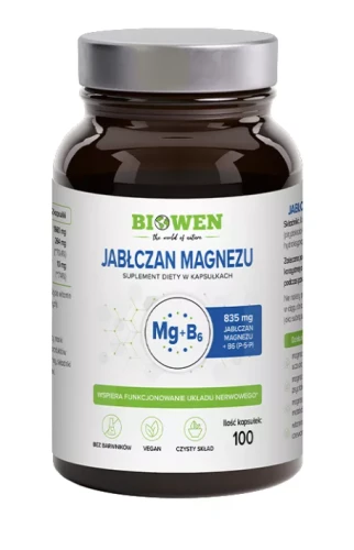 30081JABŁCZAN MAGNEZU + WITAMINA B6 100 KAPSUŁEK - HEMPKING (BIOWEN)-1