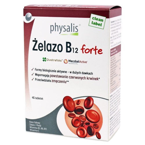 30096ŻELAZO + WITAMINA B12 FORTE 45 TABLETEK - PHYSALIS-1