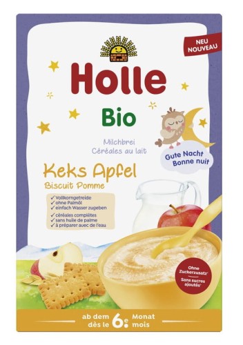 30528KASZKA ZBOŻOWA MLECZNA CIASTECZKOWO - JABŁKOWA BEZ DODATKU CUKRÓW OD 6 MIESIĄCA BIO 250 g - HOLLE-1