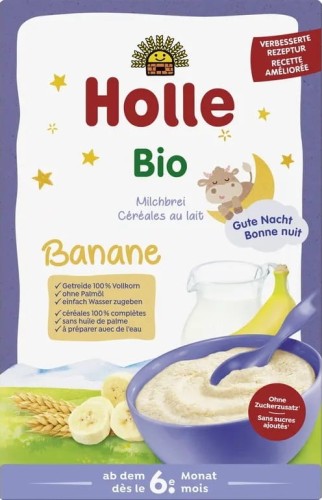 30577KASZKA PEŁNOZIARNISTA MLECZNO - BANANOWA BEZ DODATKU CUKRÓW OD 6 MIESIĄCA BIO 250 g - HOLLE-1