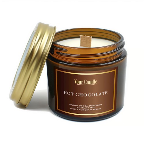 30589ŚWIECA SOJOWA ZAPACHOWA Z DREWNIANYM KNOTEM HOT CHOCOLATE 120 ml - YOUR CANDLE-1
