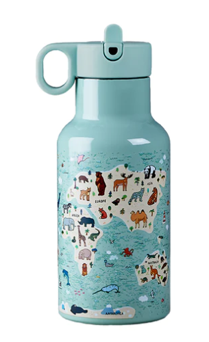 28883BUTELKA TERMICZNA Z DWOMA NAKRĘTKAMI DLA DZIECI MAPA ZWIERZĄT 350 ml - CHIC-MIC-1