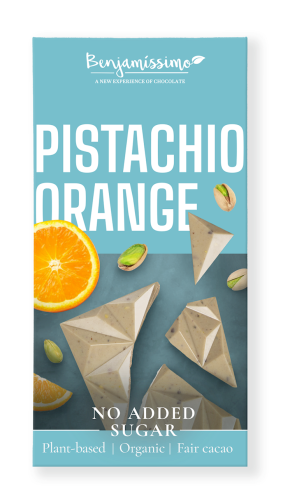 30658TABLICZKA KAKAOWA PISTACJE - POMARAŃCZA BEZ DODATKU CUKRÓW BEZGLUTENOWA BIO 60 g - BENJAMISSIMO-1