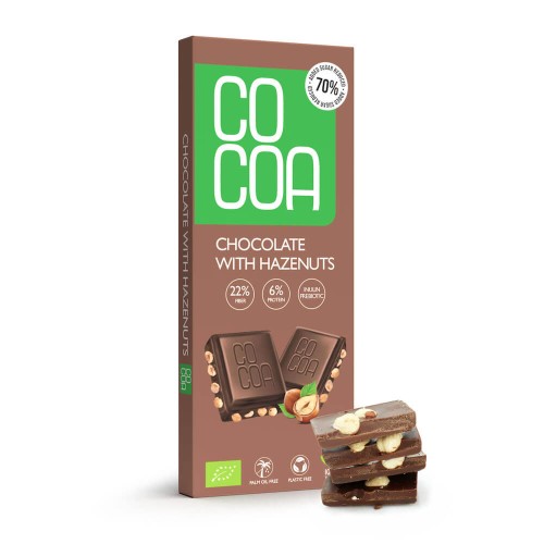 29638CZEKOLADA Z ORZECHAMI LASKOWYMI 70 % MNIEJ CUKRU BIO 40 g - COCOA-1