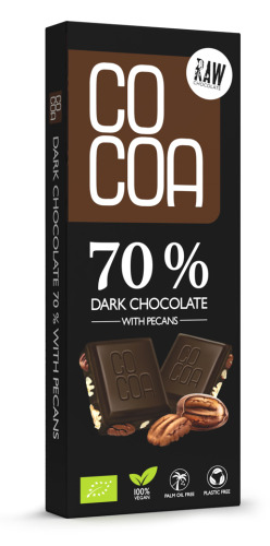 29290CZEKOLADA CIEMNA 70 % Z ORZECHAMI PEKAN BIO 40 g - COCOA-1