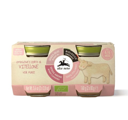 29686MIĘSO CIELĘCINA BEZGLUTENOWE OD 4 MIESIĄCA BIO (2 x 80 g) 160 g - ALCE NERO-1