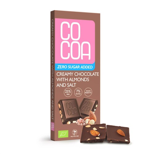 29636CZEKOLADA CREAMY Z MIGDAŁAMI I SOLĄ BEZ DODATKU CUKRÓW BIO 40 g - COCOA-1