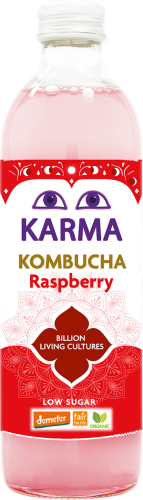 30728KOMBUCHA O SMAKU MALINOWYM NISKA ZAWARTOŚĆ CUKRÓW FAIR FOR LIFE DEMETER BIO 500 ml - KARMA KOMBUCHA-1