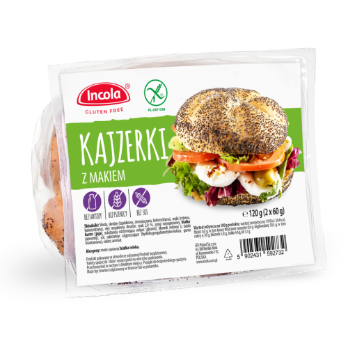 30913BUŁKA KAJZERKA Z MAKIEM BEZGLUTENOWA (2 szt.) 120 g - INCOLA-1