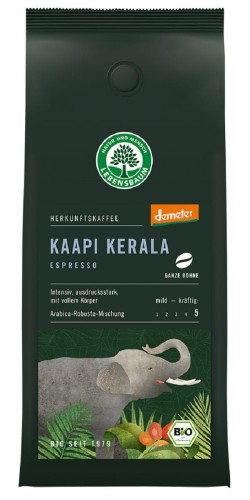 30915KAWA ZIARNISTA ARABICA/ROBUSTA KAAPI KERALA ESPRESSO DEMETER BIO 250 g - LEBENSBAUM-1