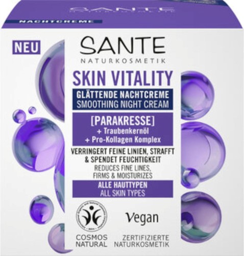 30948KREM DO TWARZY NA NOC WYGŁADZAJĄCY Z PARAKRESEM, OLEJEM Z PESTEK WINOGRON I KOMPLEKSEM PRO-KOLAGENOWYM ECO 50 ml - SANTE-1