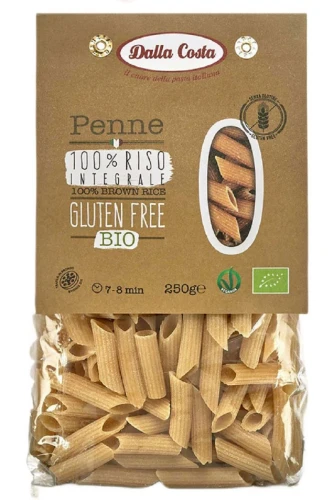 30992MAKARON (RYŻOWY RAZOWY) PENNE BEZGLUTENOWY BIO 250 g - DALLA COSTA-1