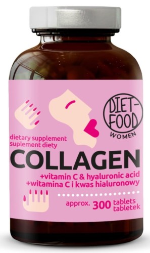 31047KOLAGEN WOŁOWY Z KWASEM HIALURONOWYM I WITAMINĄ C 300 TABLETEK - DIET-FOOD-1
