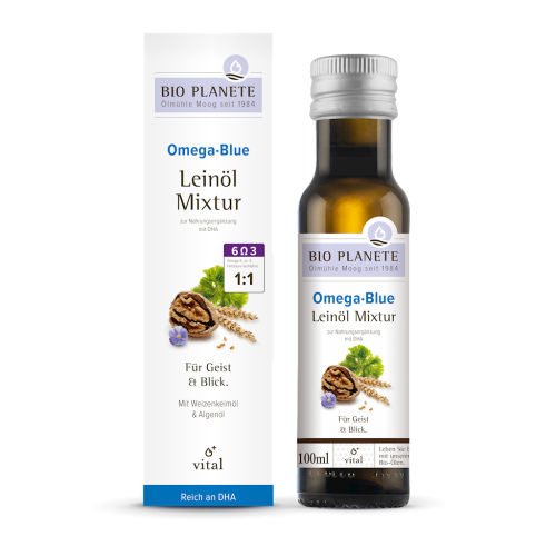 31068OMEGA BLUE - MIESZANKA Z OLEJEM LNIANYM (ORZECHY WŁOSKIE, ALGI MORSKIE) BIO 100 ml - BIO PLANETE-1