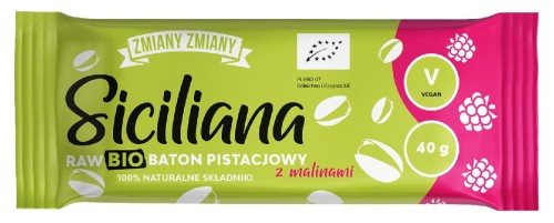 31194BATON PISTACJOWY Z MALINAMI SICILIANA RAW BEZGLUTENOWY BIO 40 g - ZMIANY ZMIANY-1