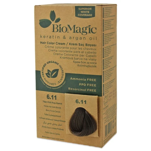 31345FARBA DO WŁOSÓW INTENSYWNY POPIELATY CIEMNY BLOND (6.11) 250 g - BIOMAGIC-1