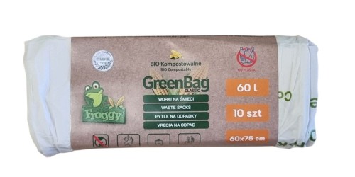 31508WORKI NA ODPADY BIO I ZMIESZANE (KOMPOSTOWALNE I BIODEGRADOWALNE) 60 L 10 szt - FROGGY (GREENBAG)-1