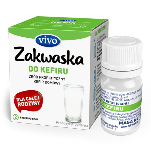 10520ŻYWE KULTURY BAKTERII DO KEFIRU "ZAKWASKA" BEZGLUTENOWE 1 g (2 FIOLKI) - VIVO-1