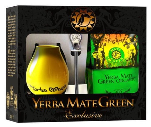 11325ZESTAW YERBA MATE BIO 400 g, MATERO (LOSOWY WZÓR), BOMBILLA - ORGANIC MATE GREEN-1