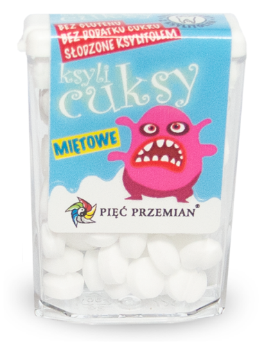 16534CUKIERKI Z KSYLITOLU KSYLICUKSY O SMAKU MIĘTOWYM BEZGLUTENOWE 13 g - PIĘĆ PRZEMIAN-1