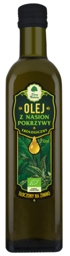 12790OLEJ Z NASION POKRZYWY TŁOCZONY NA ZIMNO BIO 250 ml - DARY NATURY-1