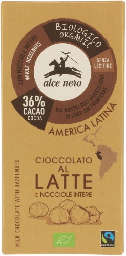 7969CZEKOLADA MLECZNA Z ORZECHAMI LASKOWYMI FAIR TRADE BIO 100 g - ALCE NERO-1