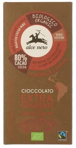 7971CZEKOLADA GORZKA Z ZIARNAMI KAKAOWCA FAIR TRADE BEZGLUTENOWA BIO 100 g - ALCE NERO-1