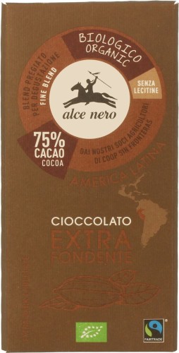 7972CZEKOLADA GORZKA 75 % FAIR TRADE BEZGLUTENOWA BIO 100 g - ALCE NERO-1