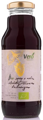 22789SYROP MALINOWY SŁODZONY CUKREM TRZCINOWYM BIO 300 ml - VERO-1