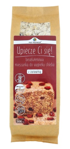 22731MIESZANKA DO WYPIEKU CHLEBA Z ŻURAWINĄ BEZ DODATKU CUKRÓW BEZGLUTENOWA 500 g - PIĘĆ PRZEMIAN-1