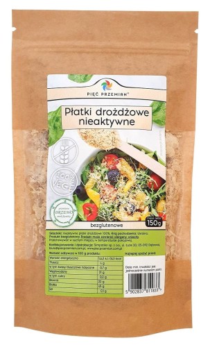 25219PŁATKI DROŻDŻOWE NIEAKTYWNE BEZGLUTENOWE 150 g - PIĘĆ PRZEMIAN-1