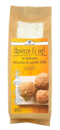 21994MIESZANKA DO WYPIEKU BUŁEK JASNYCH BEZ DODATKU CUKRÓW BEZGLUTENOWA 400 g - PIĘĆ PRZEMIAN-1
