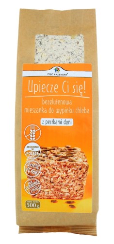 21999MIESZANKA DO WYPIEKU CHLEBA Z PESTKAMI DYNI BEZ DODATKU CUKRÓW BEZGLUTENOWA 500 g - PIĘĆ PRZEMIAN-1