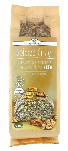 22007MIESZANKA DO WYPIEKU CHLEBA Z ORZECHAMI WŁOSKIMI BEZ DODATKU CUKRÓW BEZGLUTENOWA (KETO) 500 g - PIĘĆ PRZEMIAN-1