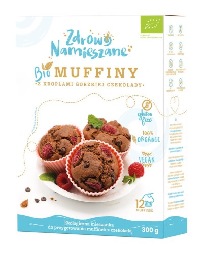 20990MIESZANKA NA MUFFINKI Z KROPLAMI GORZKIEJ CZEKOLADY BEZGLUTENOWA BIO 300 g - ZDROWO NAMIESZANE-1
