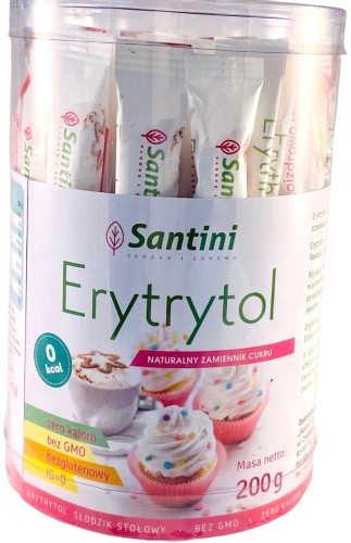 22606ERYTRYTOL W SASZETKACH BEZGLUTENOWY (40 x 5 g) 200 g - SANTINI-1