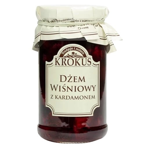 23733DŻEM WIŚNIOWY Z KARDAMONEM O OBNIŻONEJ ZAWARTOŚCI CUKRU BEZGLUTENOWY 235 g - KROKUS-1