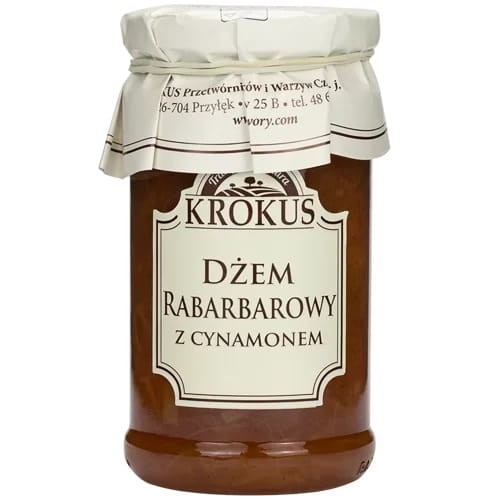 23740DŻEM RABARBAROWY Z CYNAMONEM O OBNIŻONEJ ZAWARTOŚCI CUKRU BEZGLUTENOWY 235 g - KROKUS-1