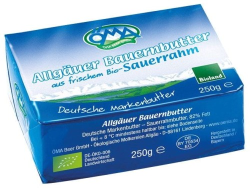 9122MASŁO EKSTRA KOSTKA (82 % TŁUSZCZU)  BIO 250 g - OMA-1