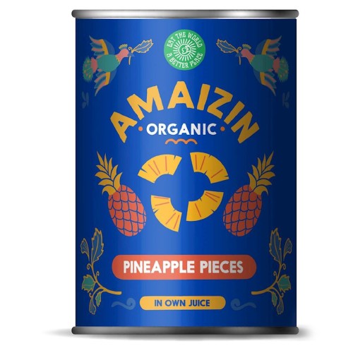 10908ANANAS KAWAŁKI W SOKU WŁASNYM BIO 400 g (240 g) (PUSZKA) - AMAIZIN-1
