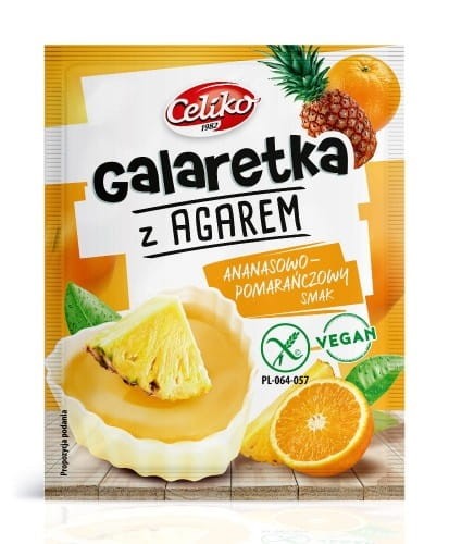 24137GALARETKA Z AGAREM ANANAS - POMARAŃCZA BEZGLUTENOWA 45 g - CELIKO-1