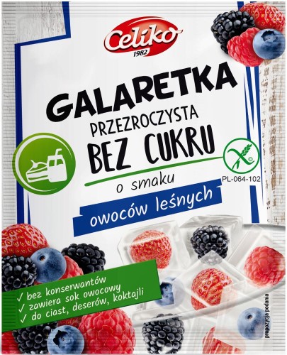 24015GALARETKA PRZEZROCZYSTA BEZ CUKRU O SMAKU OWOCÓW LEŚNYCH BEZGLUTENOWA 14 g - CELIKO-1