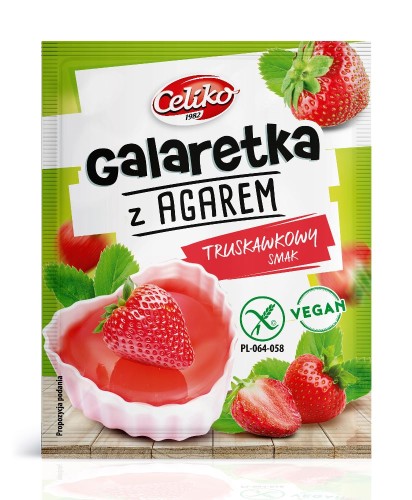 23558GALARETKA Z AGAREM O SMAKU TRUSKAWKOWYM BEZGLUTENOWA 45 g - CELIKO-1