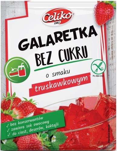 23425GALARETKA BEZ CUKRU O SMAKU TRUSKAWKOWYM BEZGLUTENOWA 14 g - CELIKO-1