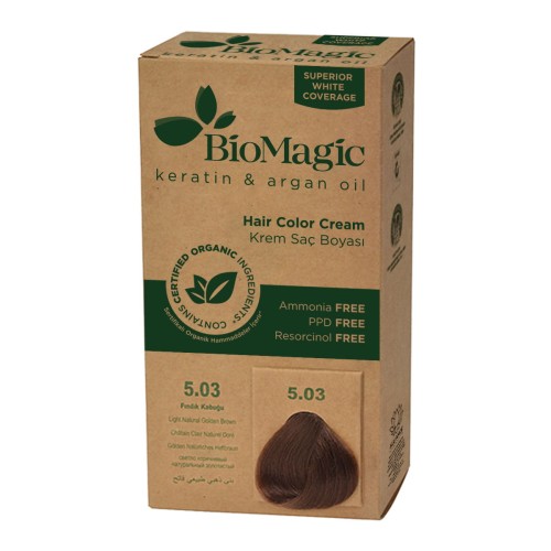 19858FARBA DO WŁOSÓW JASNY ZŁOTY BRĄZ (5.03) 250 g - BIOMAGIC-1