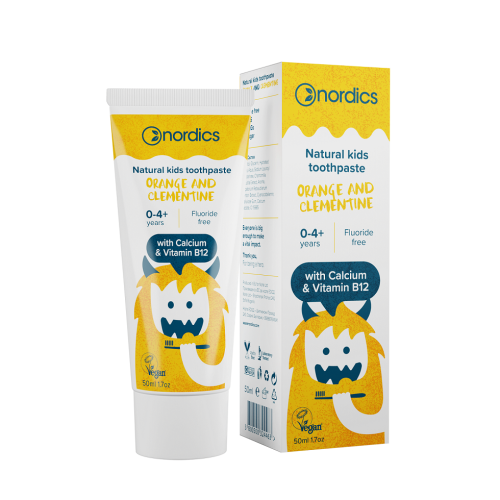 24552PASTA DO ZĘBÓW DLA DZIECI OD 0 DO 4 LAT O SMAKU POMARAŃCZY I KLEMENTYNKI BEZ FLUORU 50 ml - NORDICS-1