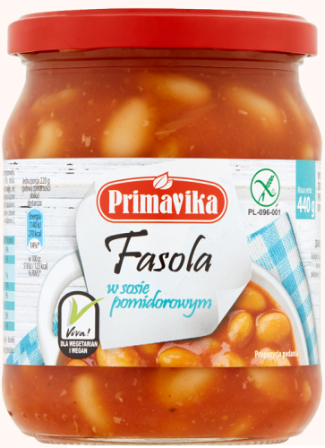 22619FASOLA W SOSIE POMIDOROWYM BEZGLUTENOWA 440 g - PRIMAVIKA-1