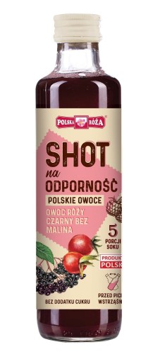 28123SHOT NA ODPORNOŚĆ OWOC RÓŻY - CZARNY BEZ - MALINA 250 ml - POLSKA RÓŻA-1