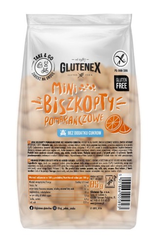 28207MINI BISZKOPTY POMARAŃCZOWE BEZ DODATKU CUKRÓW BEZGLUTENOWE 85 g - GLUTENEX-1